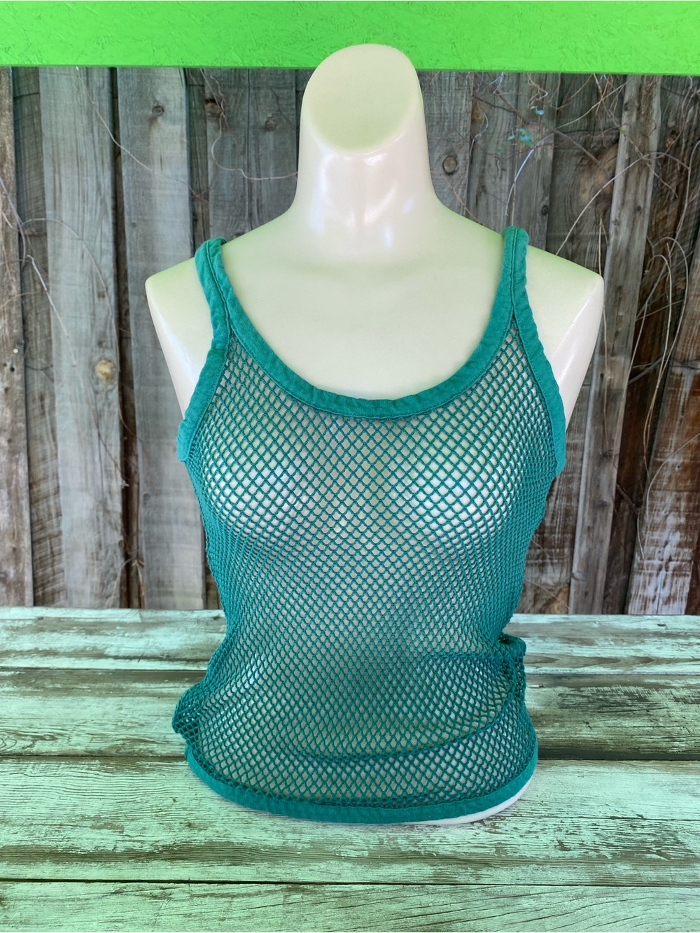 Y2K vintage designer Patrizia Pepe green mesh tank top size small